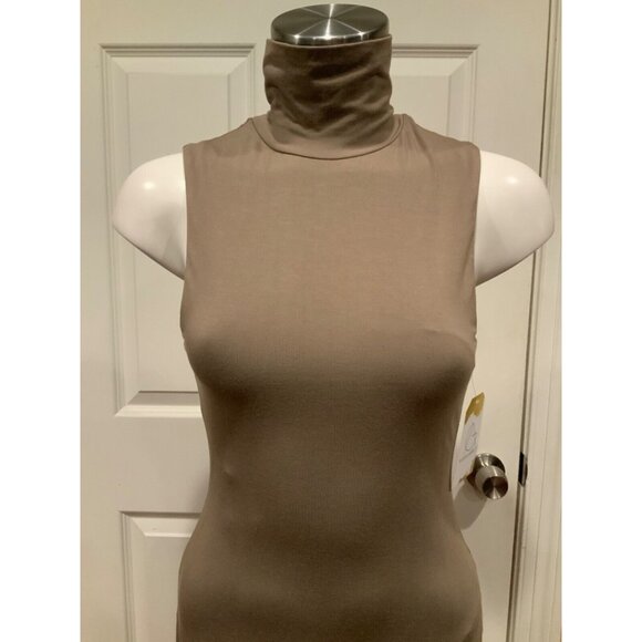 Good American Light Brown High Neck Sleeveless Maxi Dress, Size Small (1) - Picture 2 of 7